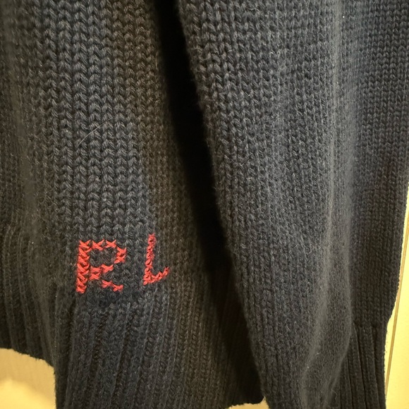 Polo Ralph Lauren Cotton-Linen Crewneck Bear Sweater Navy Blue XL NWT - Picture 3 of 7